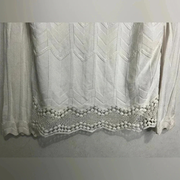 White House Black Market Layered Crochet Lace Trimmed Sweater Blouse Size Small - Picture 9 of 11